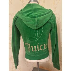Vintage Juicy Couture Green Velour Hoodie Ladies Sm